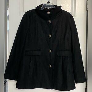 Kenneth Cole New York Women’s Wool Blend Coat 14 Black Mid Length Classic